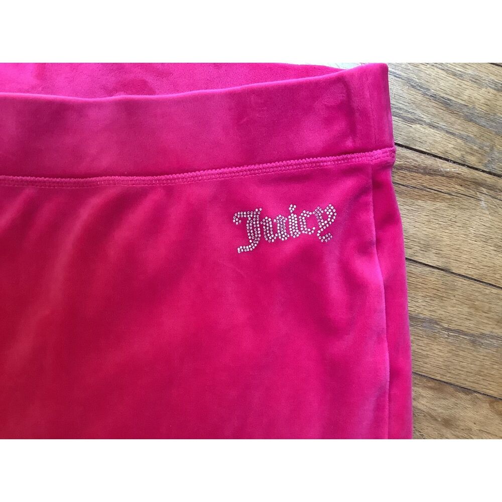 Juicy Couture Pink Velour Track Pants Rhinestone Logo Wide Leg XL - Picture 4 of 4